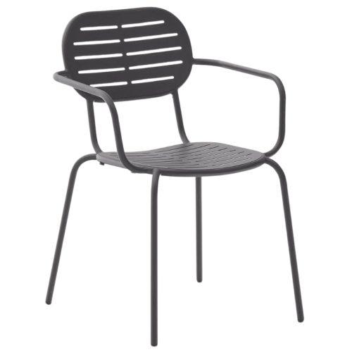 Šedá kovová zahradní židle Kave Home Brai s područkami Kave Home