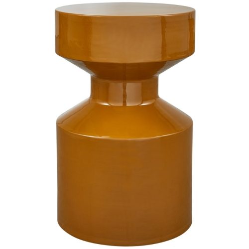 WOOOD Žlutohnědý kovový odkládací stolek Fomos 30 cm WOOOD