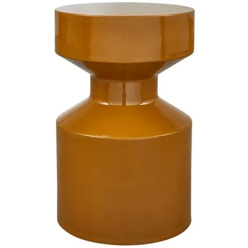 WOOOD Žlutohnědý kovový odkládací stolek Fomos 30 cm