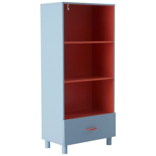 Jotex Modro-červená lakovaná dětská knihovna BIBBI 131 x 60 cm Jotex