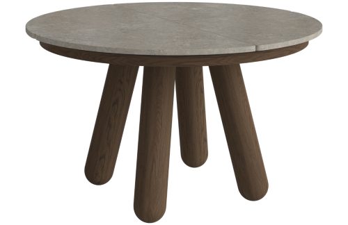 Bolia Šedý mramorový rozkládací jídelní stůl Balance 125/225 cm s tmavou dubovou podnoží Bolia