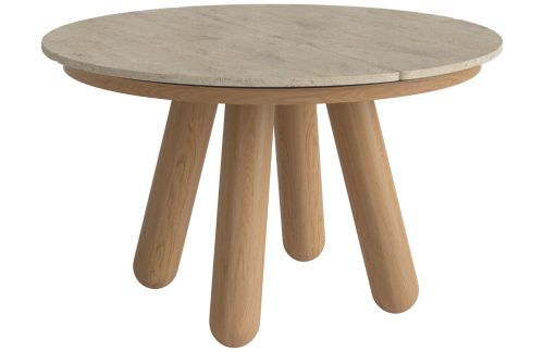 Bolia Béžový kamenný rozkládací jídelní stůl Balance 125/225 cm s dubovou podnoží Bolia