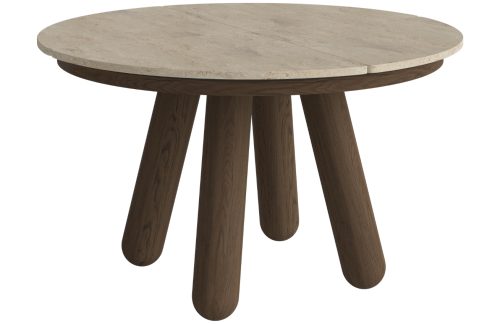 Bolia Béžový kamenný rozkládací jídelní stůl Balance 125/225 cm s tmavou dubovou podnoží Bolia