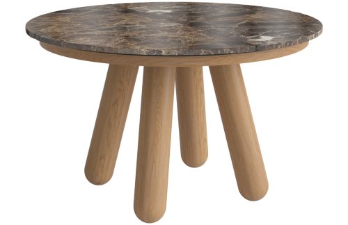 Bolia Hnědý mramorový rozkládací jídelní stůl Balance 125/225 cm s dubovou podnoží Bolia