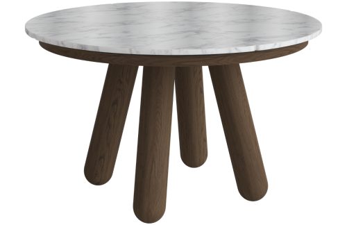 Bolia Šedobílý mramorový rozkládací jídelní stůl Balance 125/225 cm s tmavou dubovou podnoží Bolia