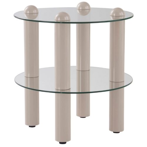Jotex Skleněný odkládací stolek EGAN 48 cm s béžovou podnoží Jotex