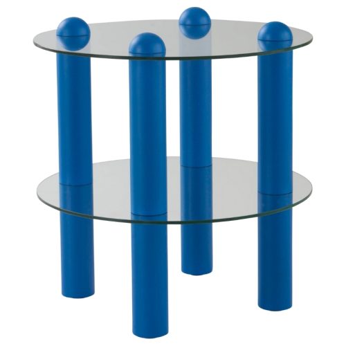 Jotex Skleněný odkládací stolek EGAN 48 cm s modrou podnoží Jotex