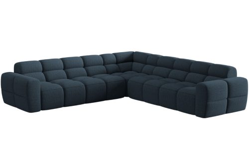 Tmavě modrá čalouněná rohová pohovka MICADONI Lisa 310 cm Micadoni