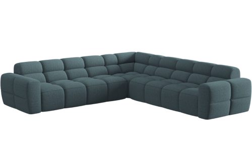 Světle modrá čalouněná rohová pohovka MICADONI Lisa 310 cm Micadoni