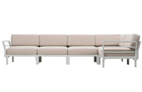 Nardi Béžová zahradní rohová pohovka Maximo s bílou podnoží 345 cm Nardi