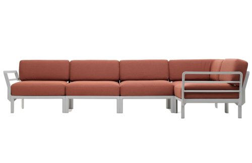 Nardi Červená zahradní rohová pohovka Maximo s bílou podnoží 345 cm Nardi