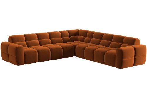 Oranžová sametová rohová pohovka MICADONI Lisa 310 cm Micadoni