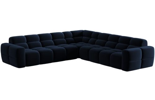 Královsky modrá sametová rohová pohovka MICADONI Lisa 310 cm Micadoni