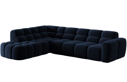 Královsky modrá sametová rohová pohovka MICADONI Lisa 293 cm