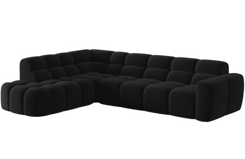 Černá sametová rohová pohovka MICADONI Lisa 293 cm
