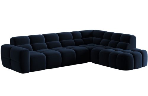 Královsky modrá sametová rohová pohovka MICADONI Lisa 293 cm