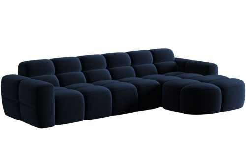 Královsky modrá sametová rohová pohovka MICADONI Lisa 310 cm