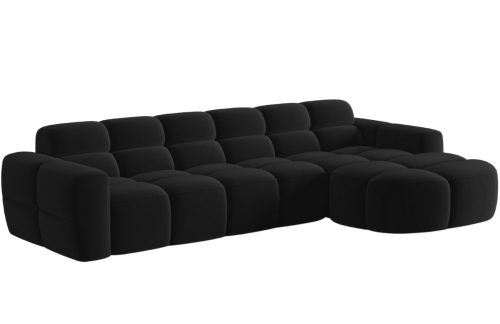 Černá sametová rohová pohovka MICADONI Lisa 310 cm