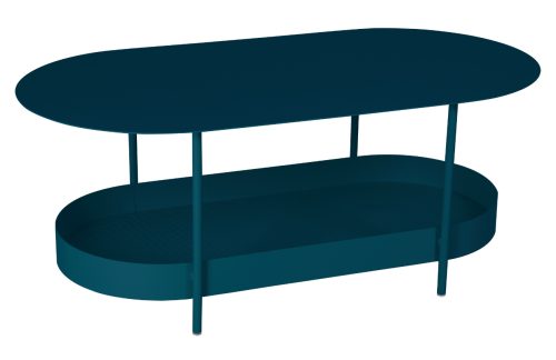 Modrý kovový zahradní konferenční stolek Fermob Salsa 113 x 58 cm Fermob