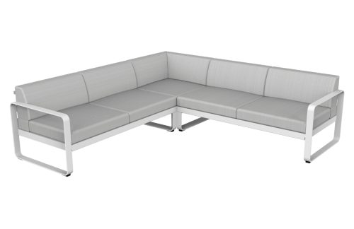 Bílá zahradní rohová pohovka Fermob Bellevie 231 cm s bílou podnoží Fermob