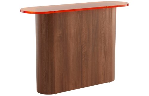 Jotex Oranžový toaletní stolek LIVI 120 x 35 cm s ořechovou podnoží Jotex