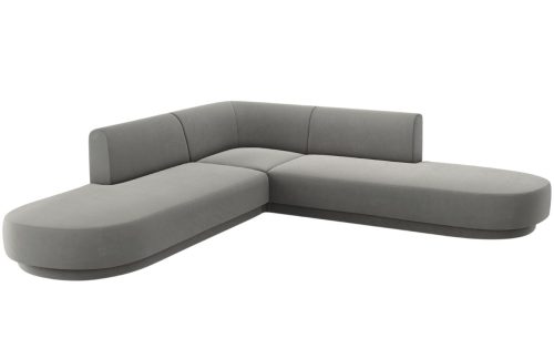 Šedá sametová rohová pohovka MICADONI Miley 248 cm Micadoni