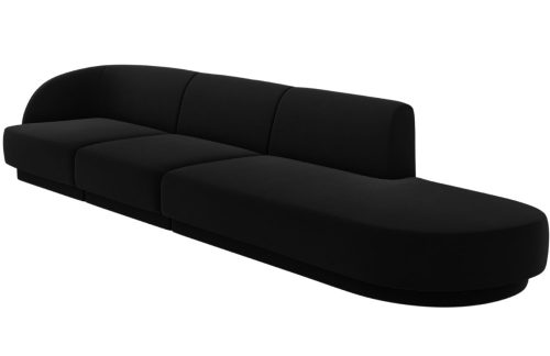 Černá sametová čtyřmístná pohovka MICADONI Miley 323 cm