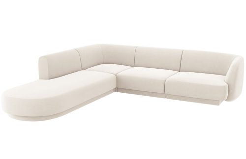 Béžová sametová rohová pohovka MICADONI Miley 255 cm