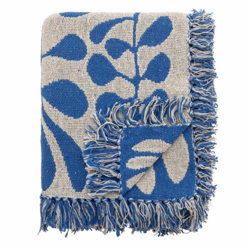 Modro-béžový bavlněný pléd Bloomingville Nevine 160 x 130 cm Bloomingville