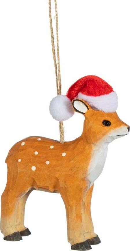 Dřevěná ručně vyrobená vánoční ozdoba 10 cm Deer – Sass & Belle Sass & Belle