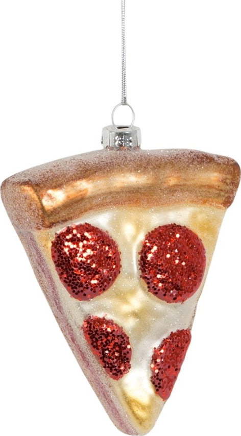Skleněná ručně vyrobená vánoční ozdoba 10 cm Pizza Slice – Sass & Belle Sass & Belle