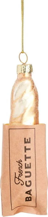 Skleněná ručně vyrobená vánoční ozdoba 4 cm Baguette – Sass & Belle