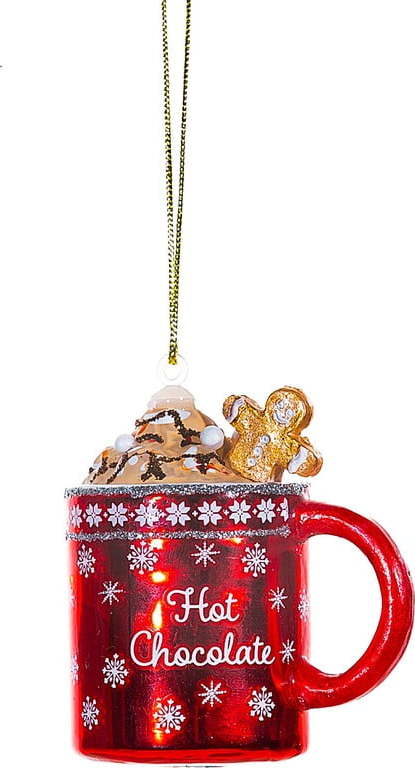 Skleněná ručně vyrobená vánoční ozdoba 6 cm Hot Chocolate – Sass & Belle Sass & Belle
