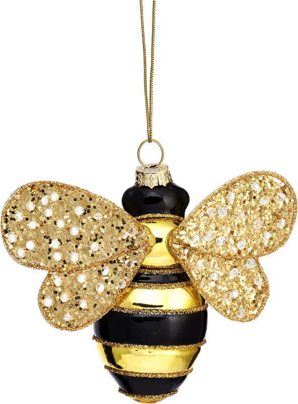 Skleněná ručně vyrobená vánoční ozdoba 7 cm Bee – Sass & Belle Sass & Belle