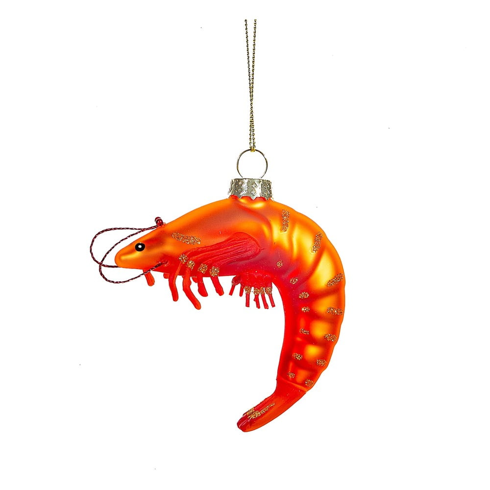 Skleněná ručně vyrobená vánoční ozdoba 8 cm King Prawn – Sass & Belle Sass & Belle