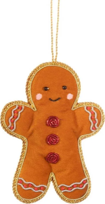 Textilní ručně vyrobená vánoční ozdoba 8 cm Gingerbread – Sass & Belle
