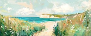 Obraz 60x150 cm Gouache Sea &ndash; Styler Styler