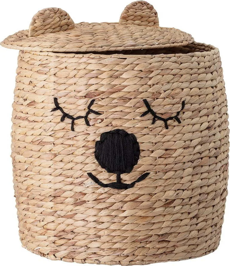 Dětský úložný koš z vodního hyacintu s víkem Bloomingville Mini, ⌀ 42 cm