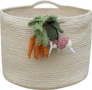 Kr&eacute;mov&yacute; l&aacute;tkov&yacute; dětsk&yacute; ko&scaron; na hračky &oslash; 30x23 cm Veggies &ndash; Lorena Canals Lorena Canals