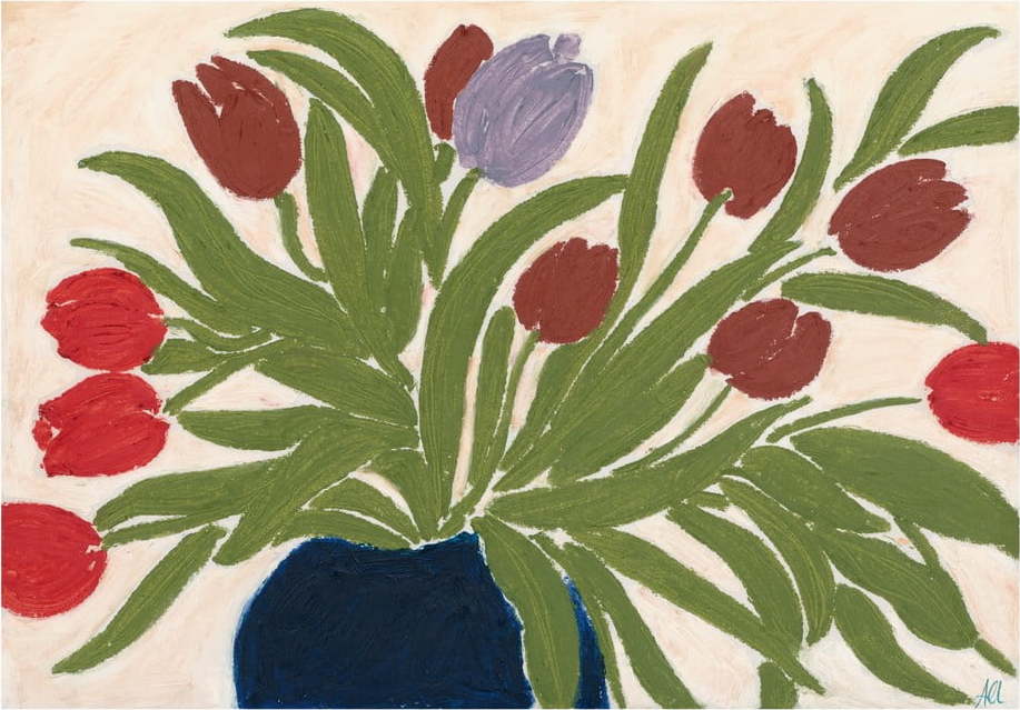 Plakát 70x50 cm Tulips in a Blue Vase – The Poster Club The Poster Club
