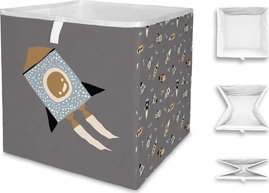 Šedý látkový dětský úložný box Cosmos - Butter Kings Butter Kings
