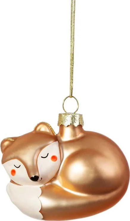 Skleněná ručně vyrobená vánoční ozdoba 6,5 cm Baby Fox – Sass & Belle