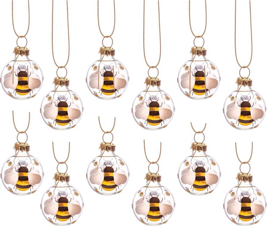 Skleněné ručně vyrobené vánoční koule v sadě 12 ks ø 3 cm Bee Mini – Sass & Belle Sass & Belle