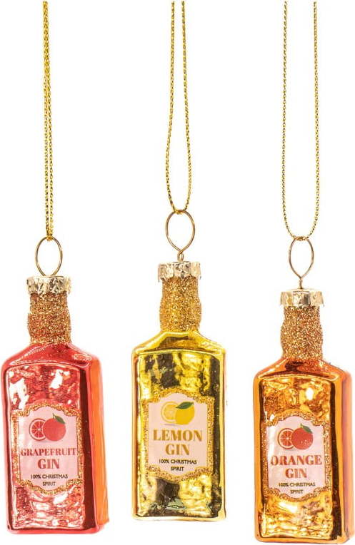 Skleněné ručně vyrobené vánoční ozdoby v sadě 3 ks ø 3 cm Gin Bottle – Sass & Belle Sass & Belle