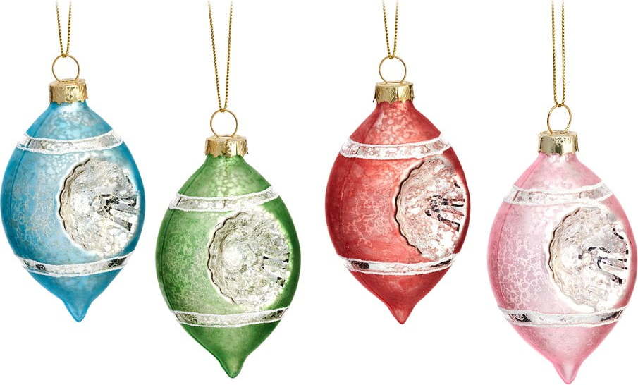Skleněné ručně vyrobené vánoční ozdoby v sadě 4 ks ø 5