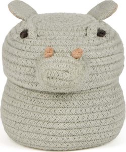 Světle &scaron;ed&yacute; l&aacute;tkov&yacute; dětsk&yacute; ko&scaron; na hračky &oslash; 15x15 cm Mini Henry the Hippo &ndash; Lorena Canals Lorena Canals