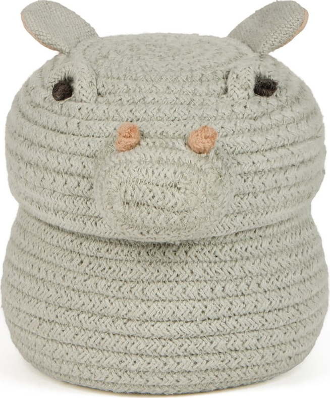 Světle šedý látkový dětský koš na hračky ø 15x15 cm Mini Henry the Hippo – Lorena Canals Lorena Canals