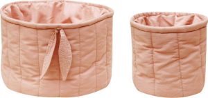 Světle růžov&eacute; l&aacute;tkov&eacute; dětsk&eacute; &uacute;ložn&eacute; boxy v sadě 2 ks &oslash; 30x20 cm Bambie Vintage Nude &ndash; Lorena Canals Lorena Canals