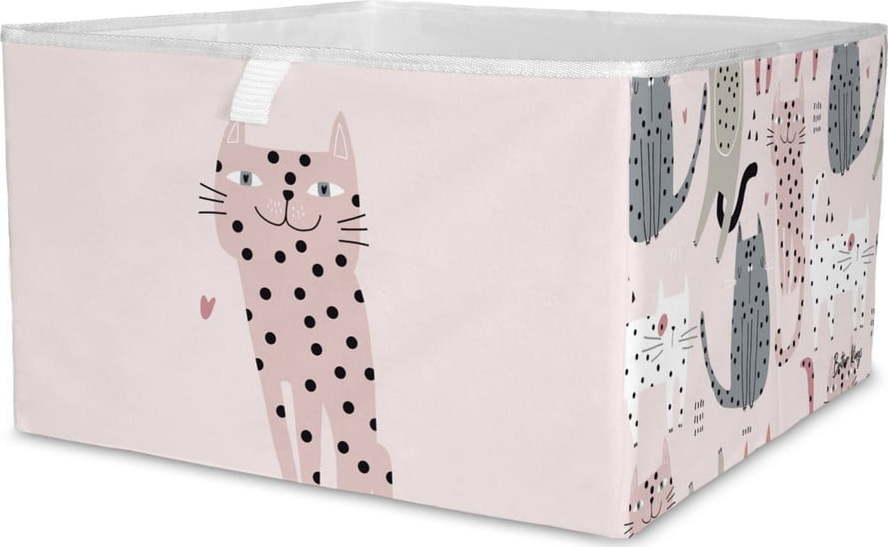 Světle růžový látkový dětský organizér na hračky 32x32x20 cm Meow Meow – Butter Kings Butter Kings