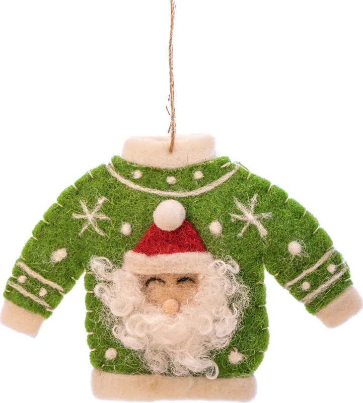 Textilní ručně vyrobená vánoční ozdoba 12 cm Santa Jumper – Sass & Belle Sass & Belle